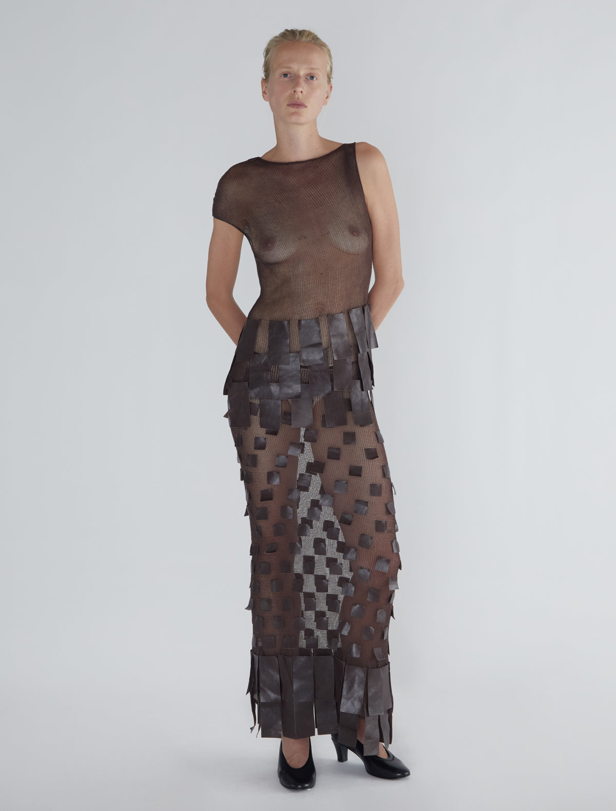 Juana 0002 long skirt fringe like leather patches