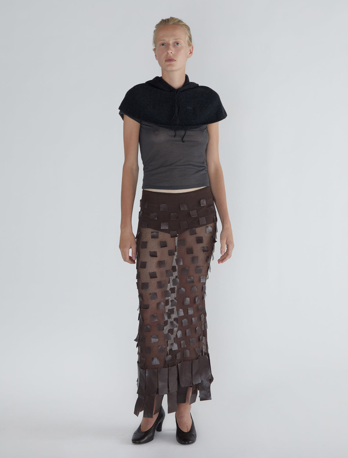 Juana 0002 long skirt fringe like leather patches