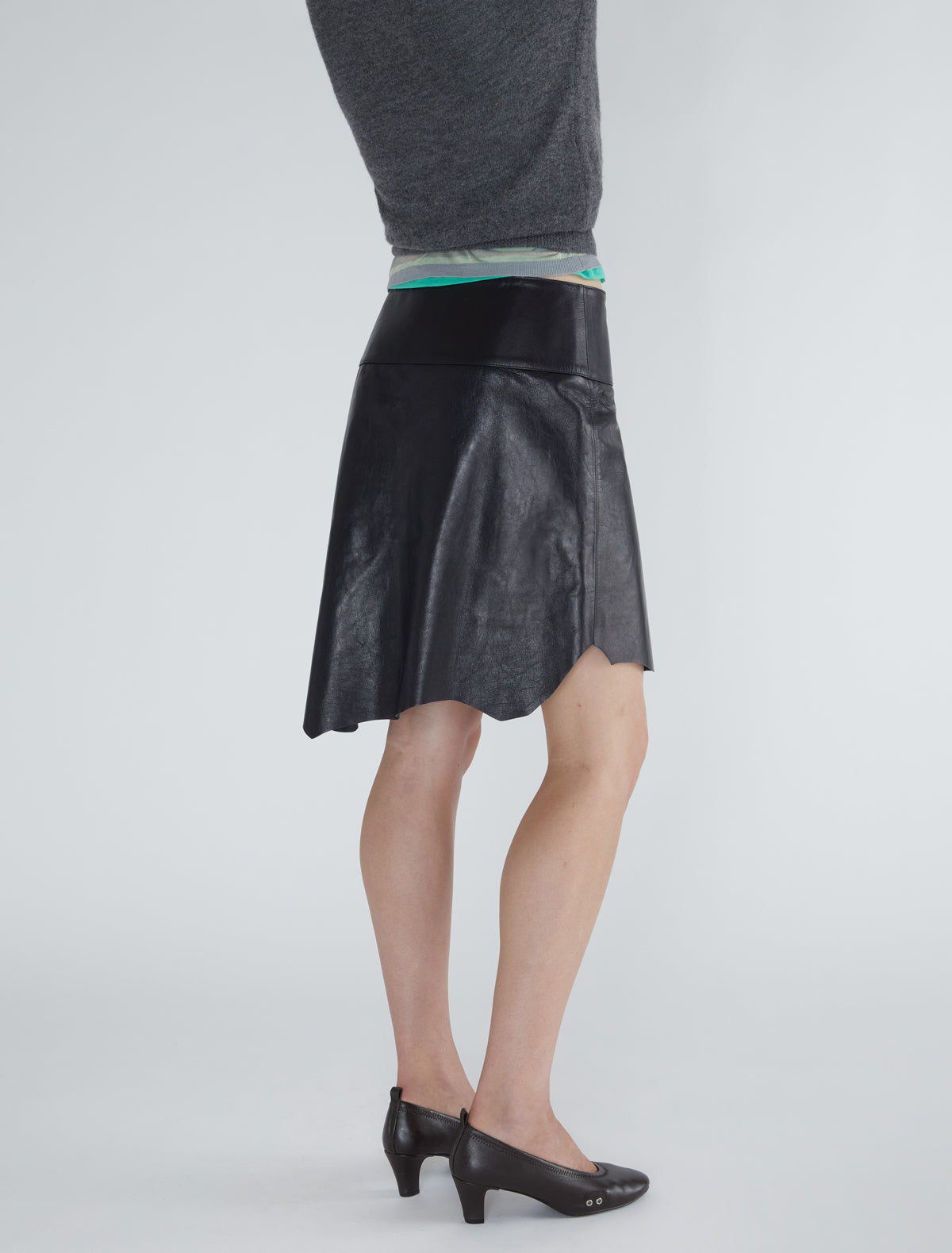 Rietti low rise leather skirt greylilac