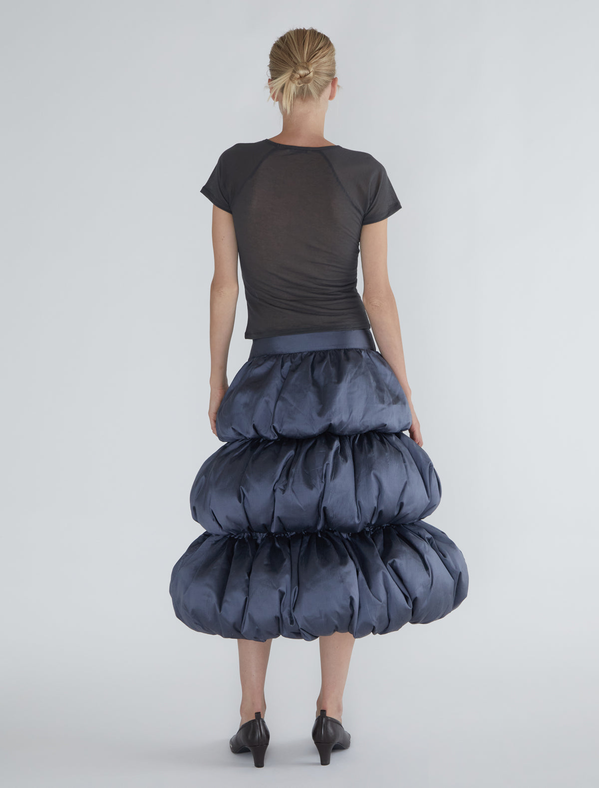 Rupit silk four tier gathered skirt volume
