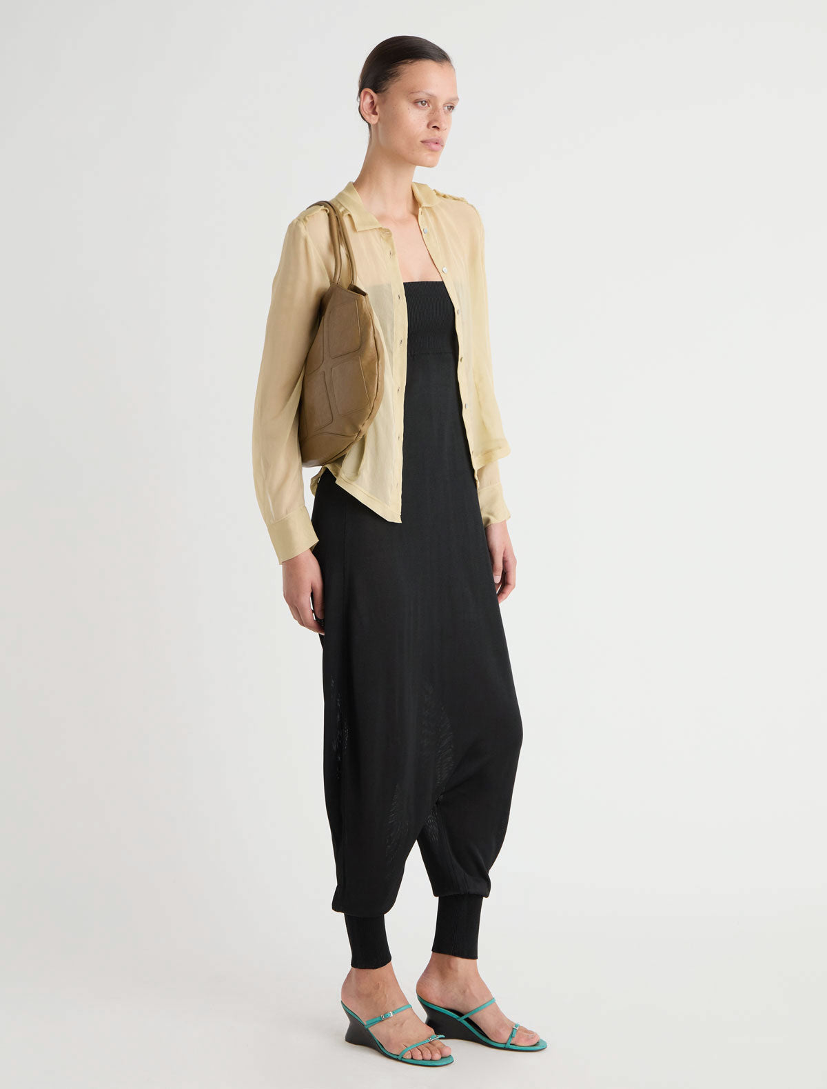 Gelo strapless jumpsuit balloon leg black