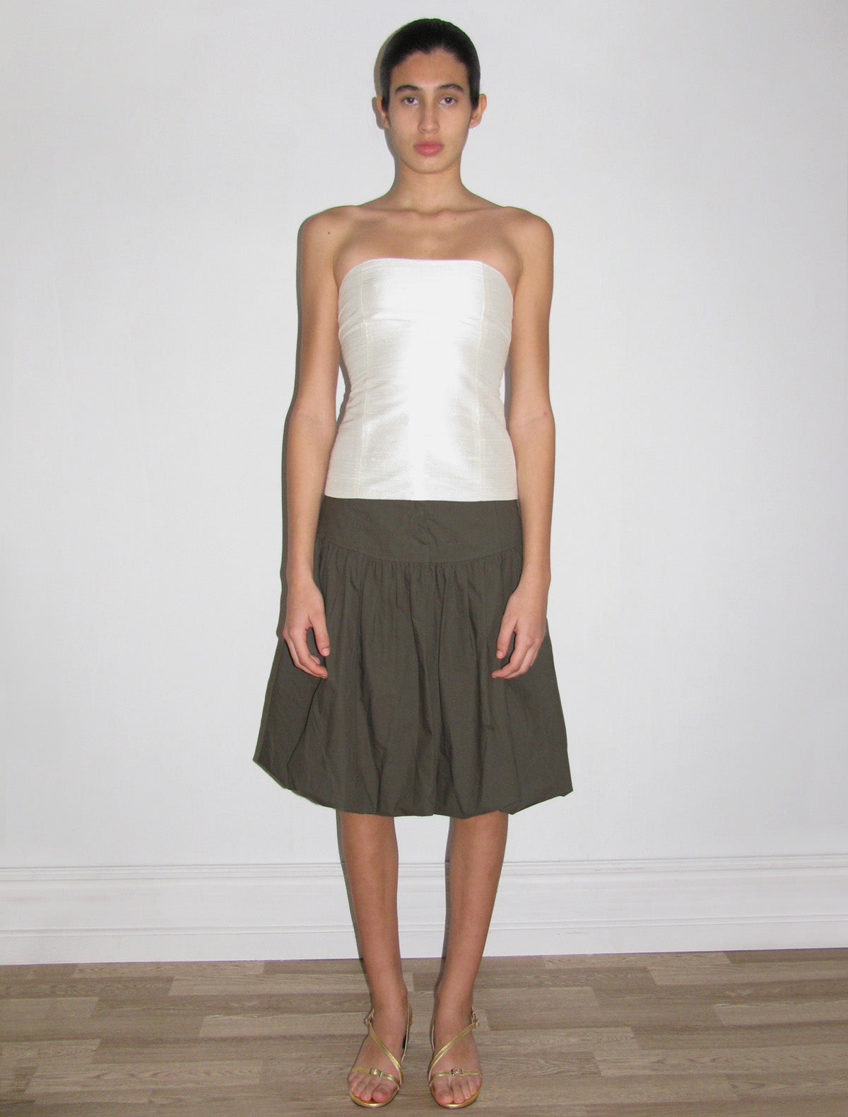 Agnes double layer silk bandeau top white