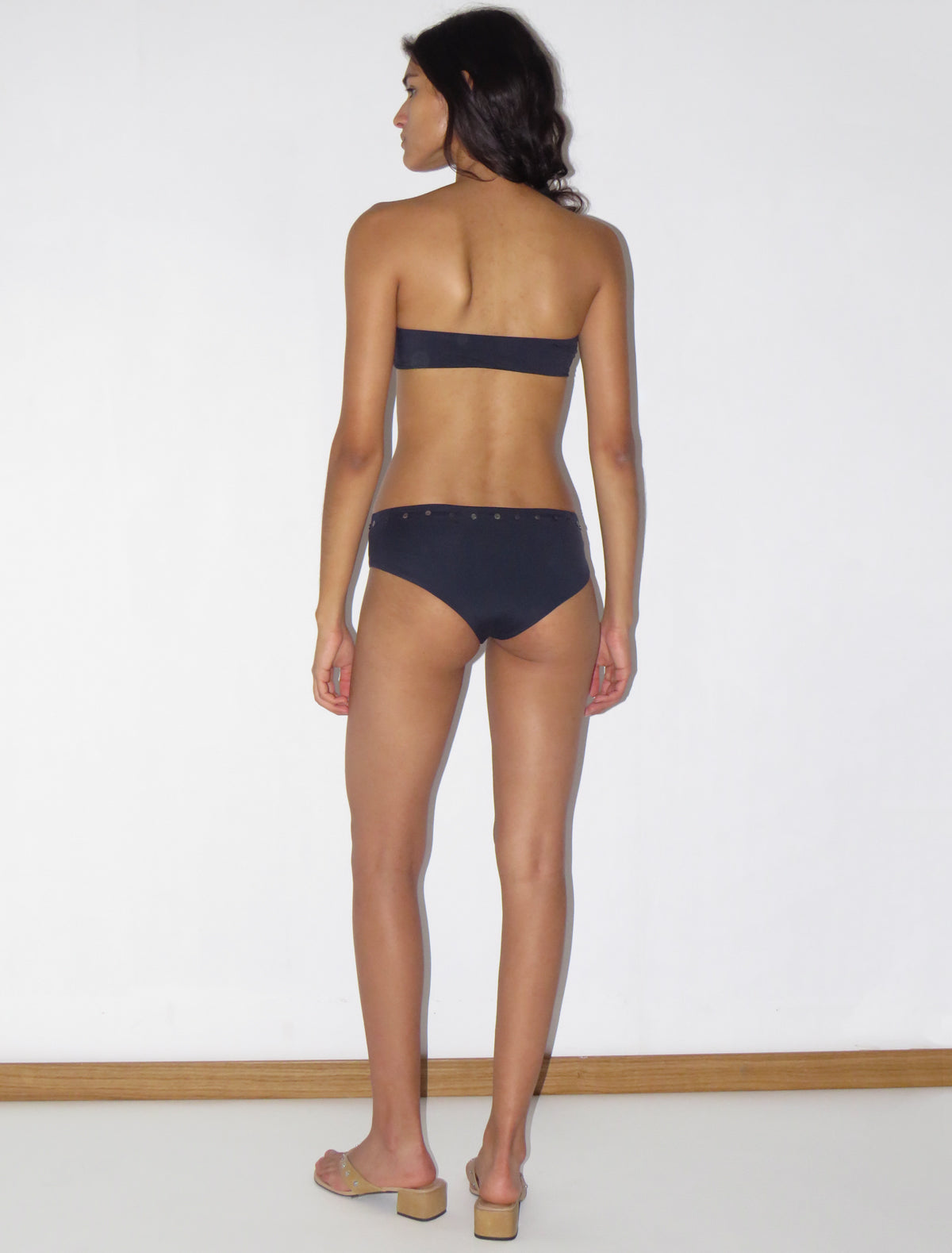 Lea bandeau bikini top mother of pearl buttons