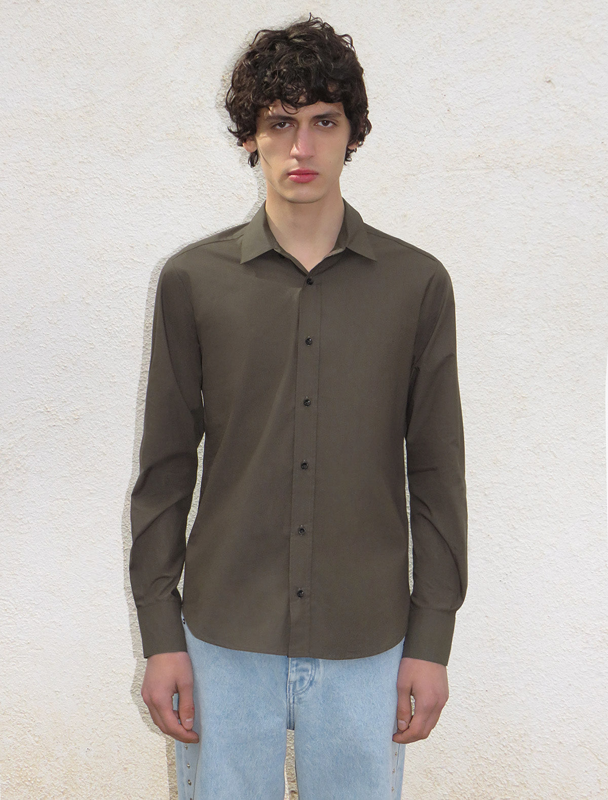 Finita classic men cotton shirt khaki