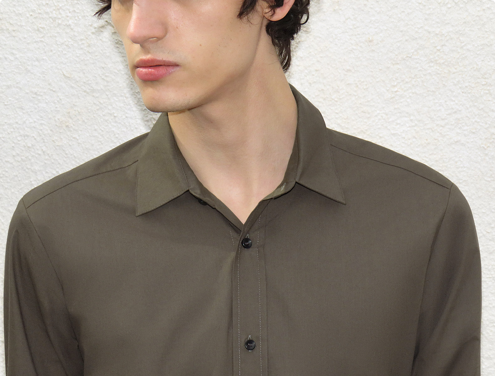 Finita classic men cotton shirt khaki