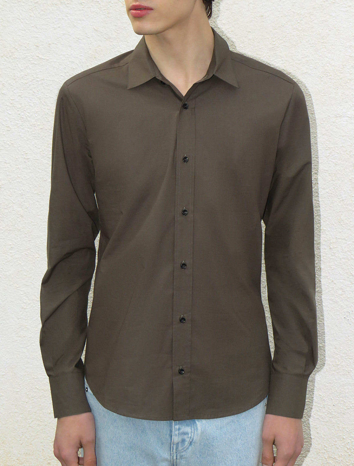 Finita classic men cotton shirt khaki