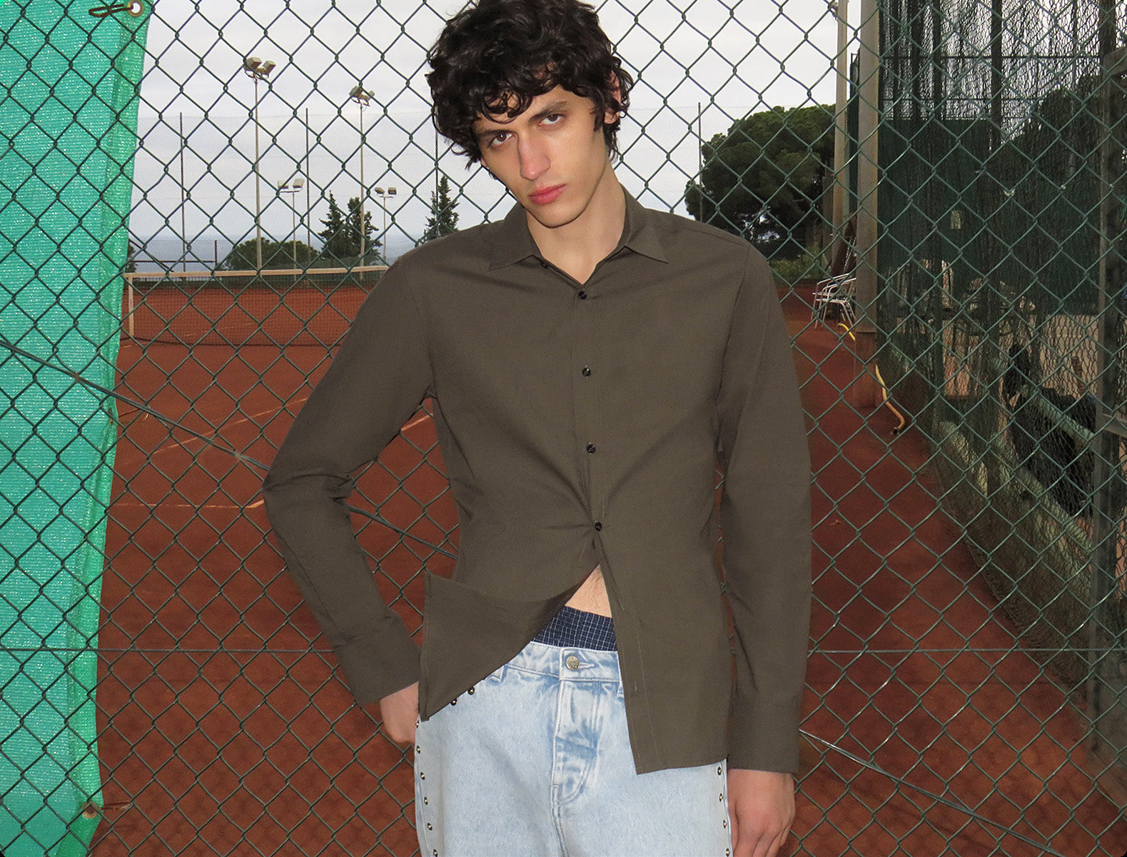 Finita classic men cotton shirt khaki