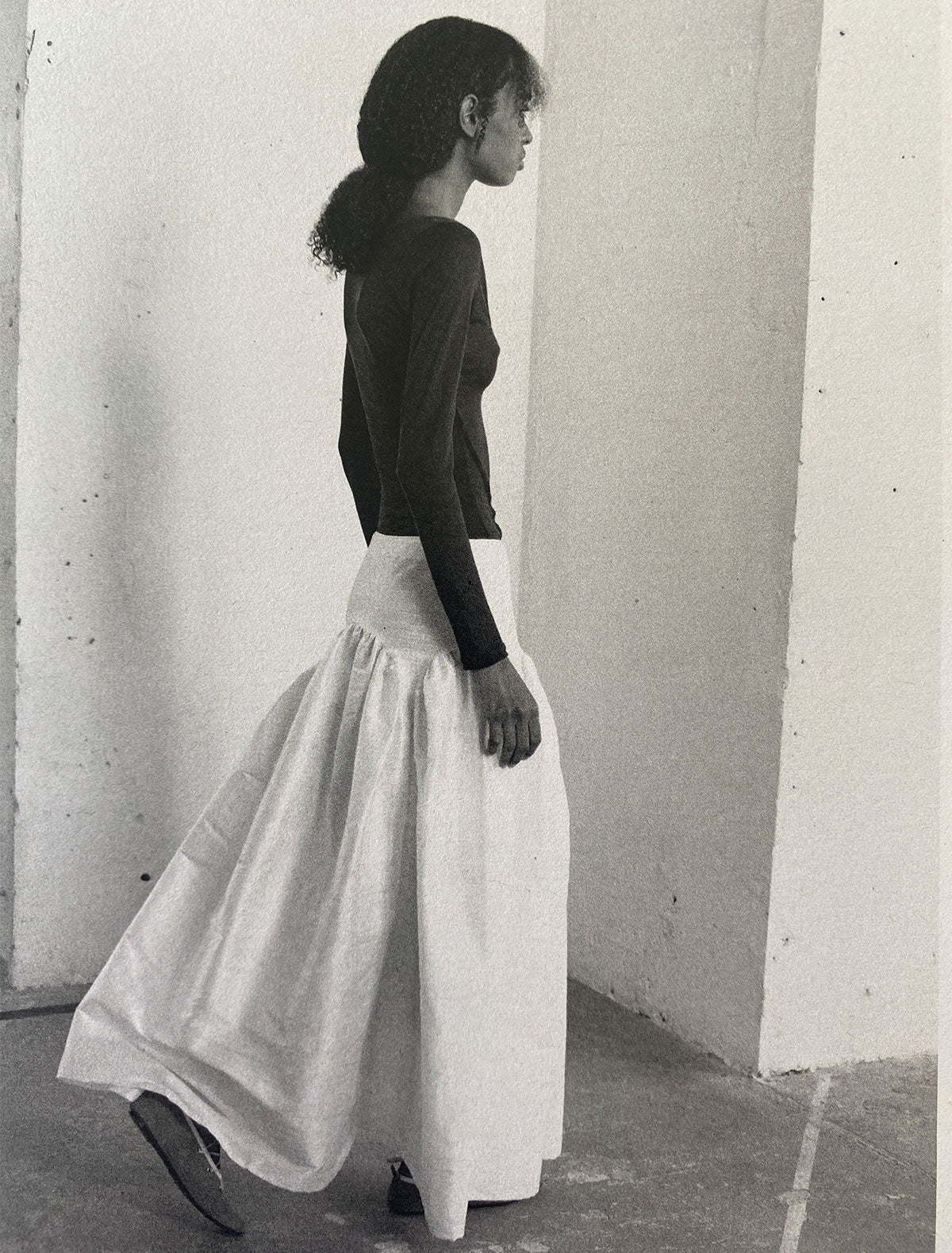 Pallon low waist silk puffy skirt white