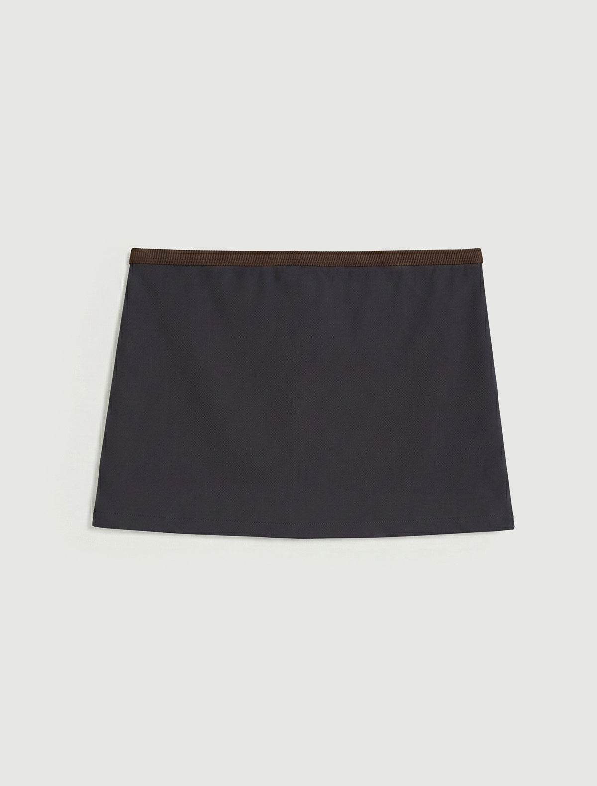 Tina mini skirt contrast ribbon trim detail waistband darkgrey