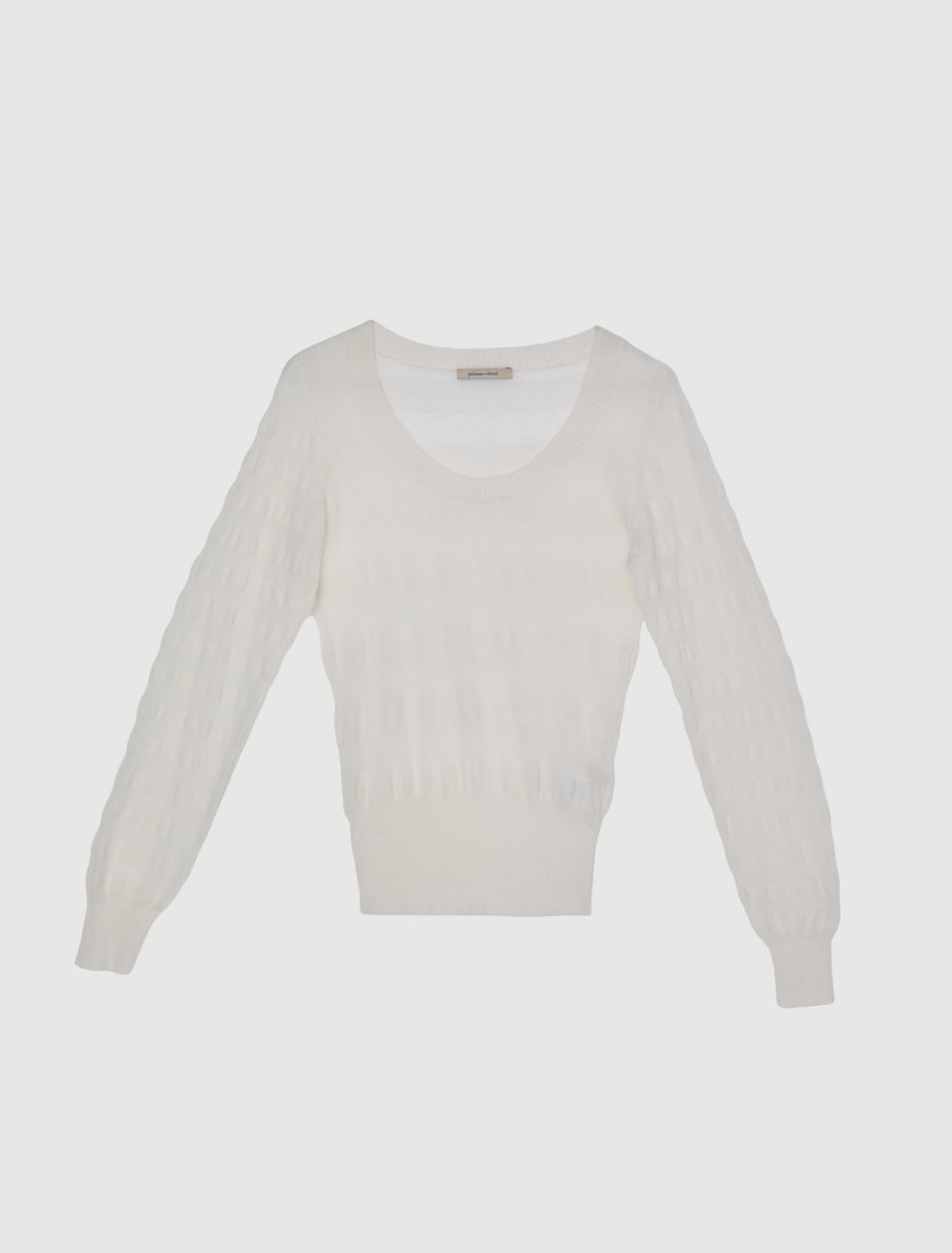 Laser long sleeve knitted sweater open neckline white
