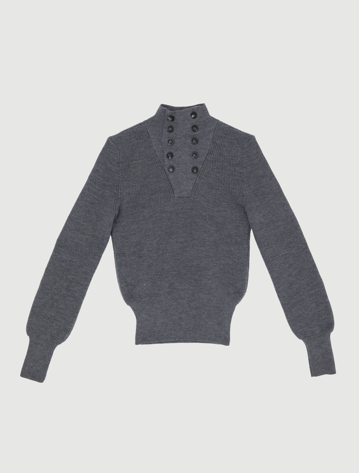 Milon knitted high neck sweater button fastening grey
