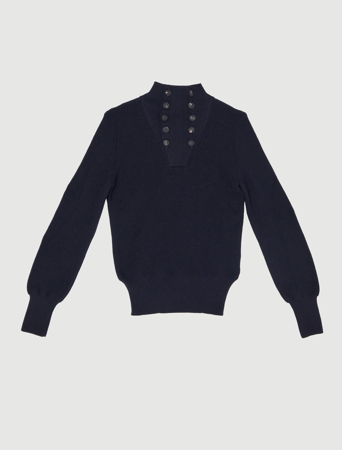 Milon knitted high neck sweater button fastening navy