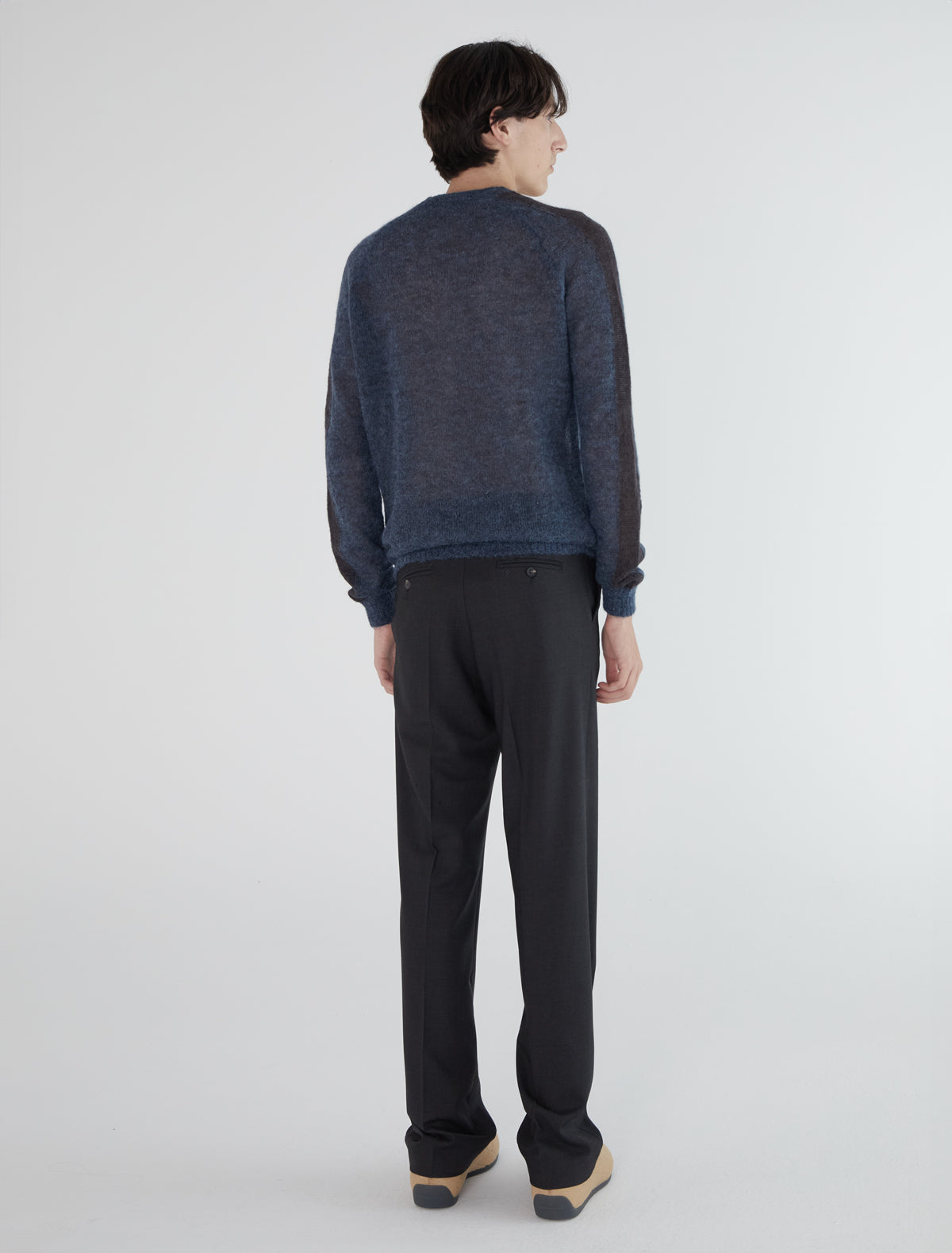 Dan men ranglan sleeve sweater contrasting color stripe sleeve