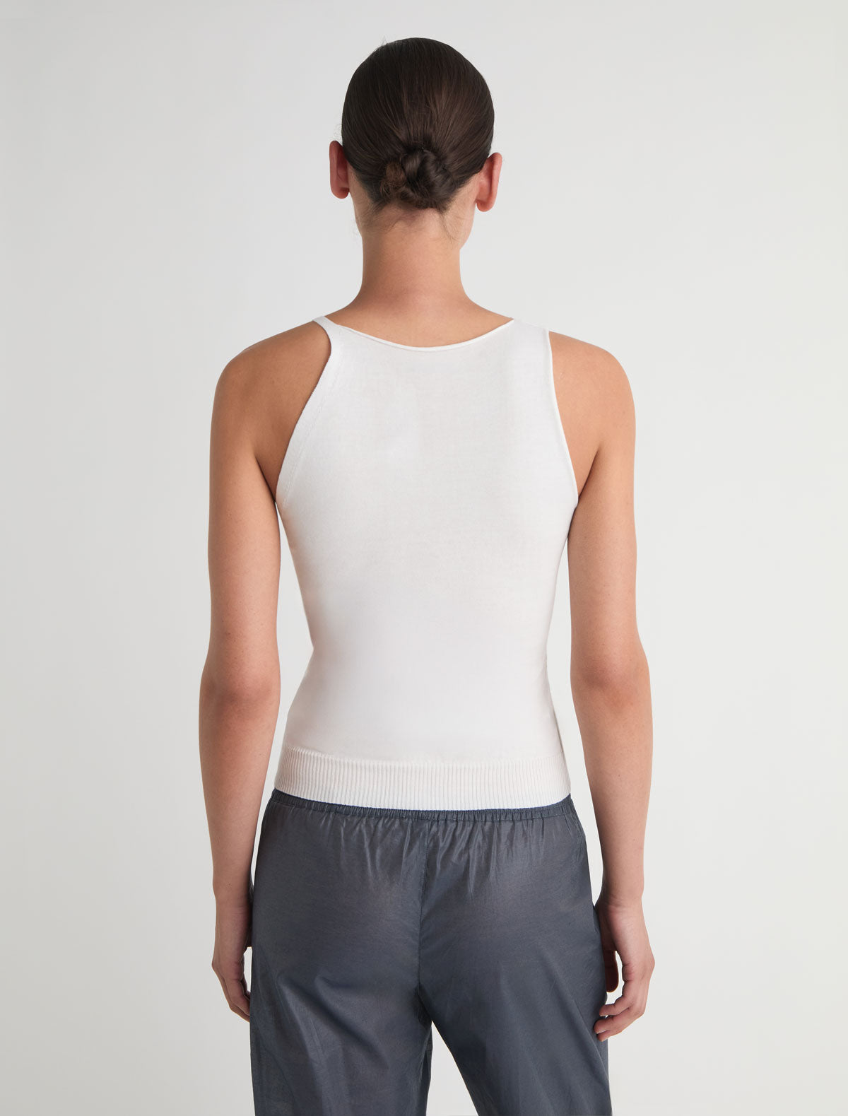 Lani sleeveless knit top chain detail handmade murano glass piece white