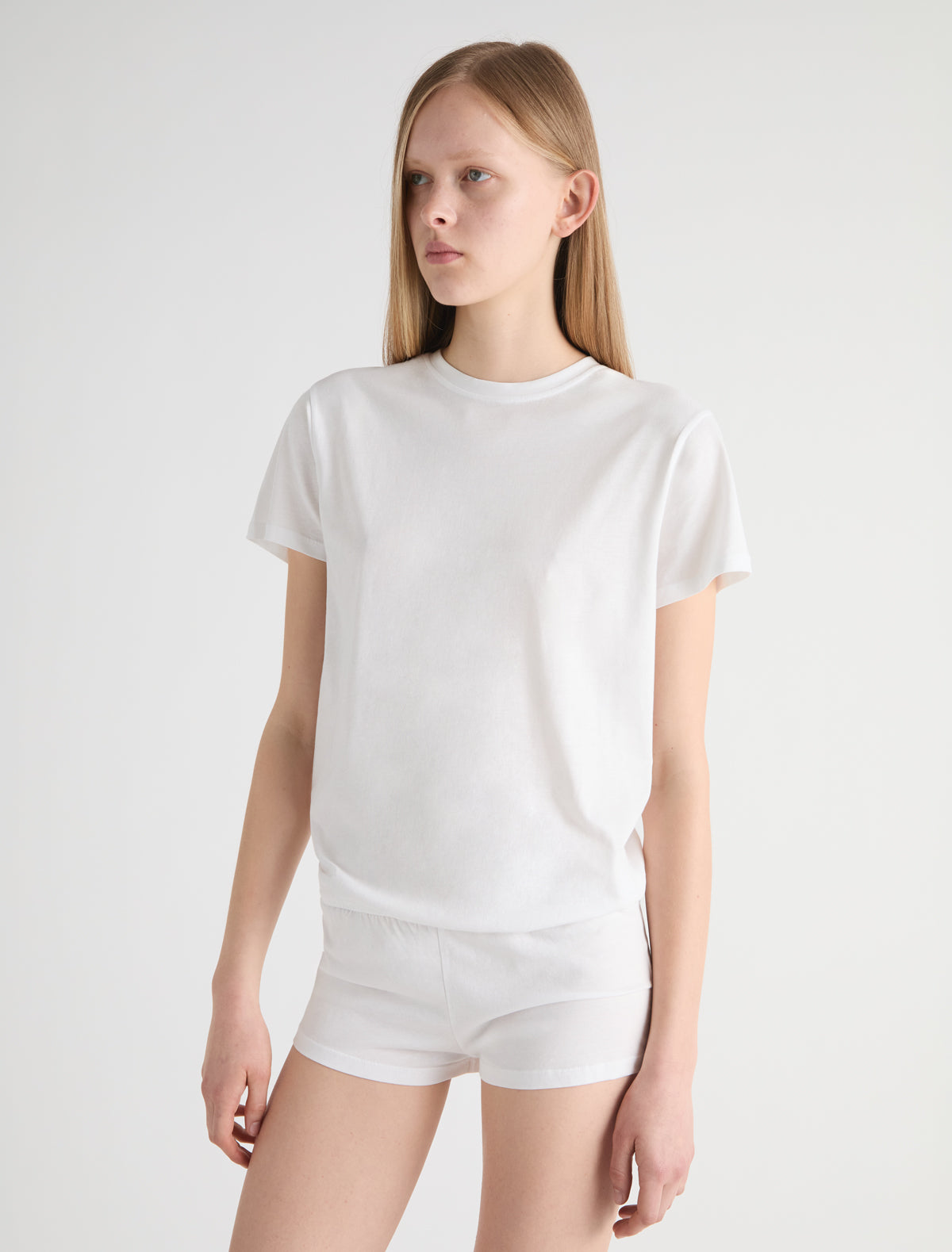 Larry short sleeve round neck playsuit white