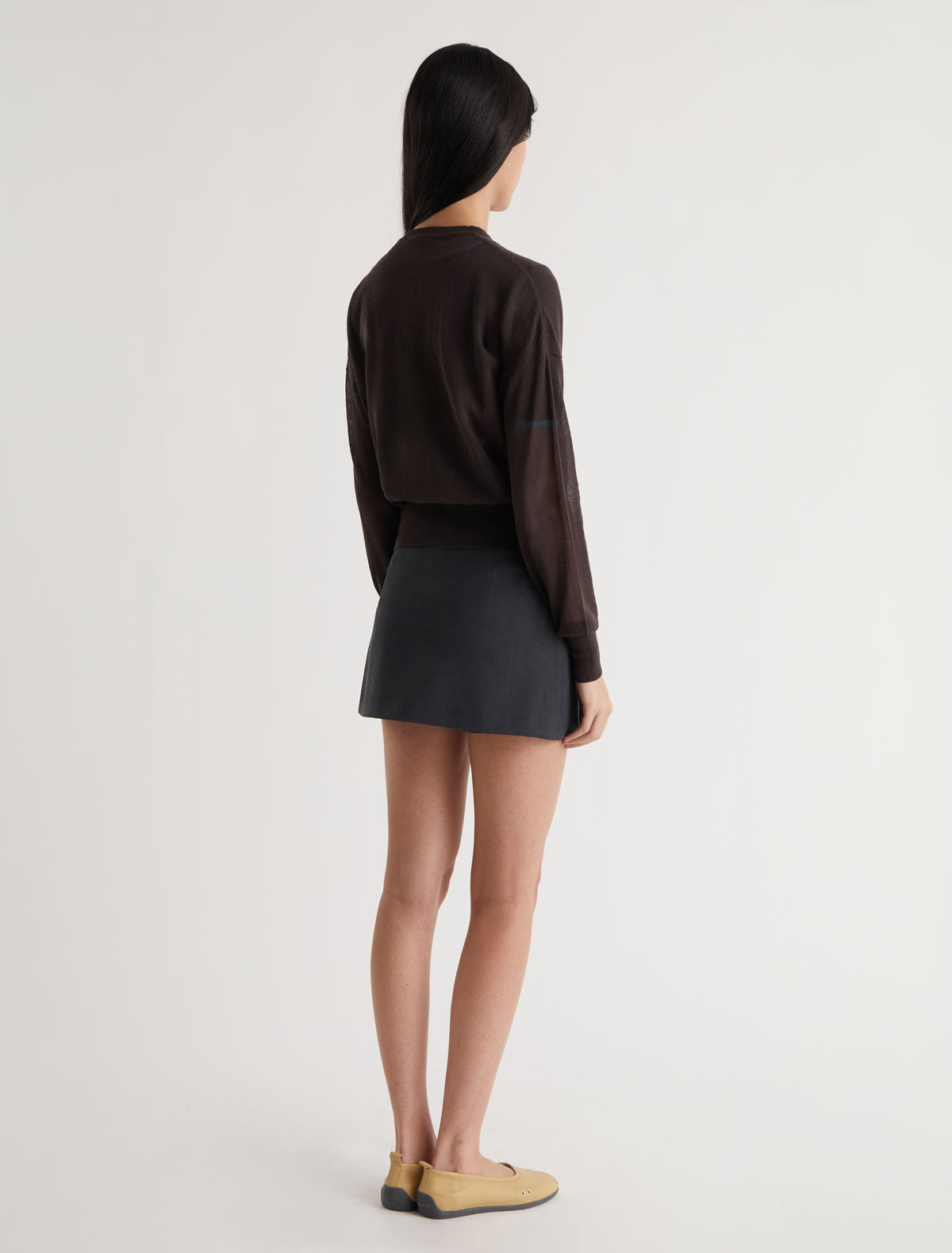 Mini archive mid rise shorts overlaping mini skirt grey