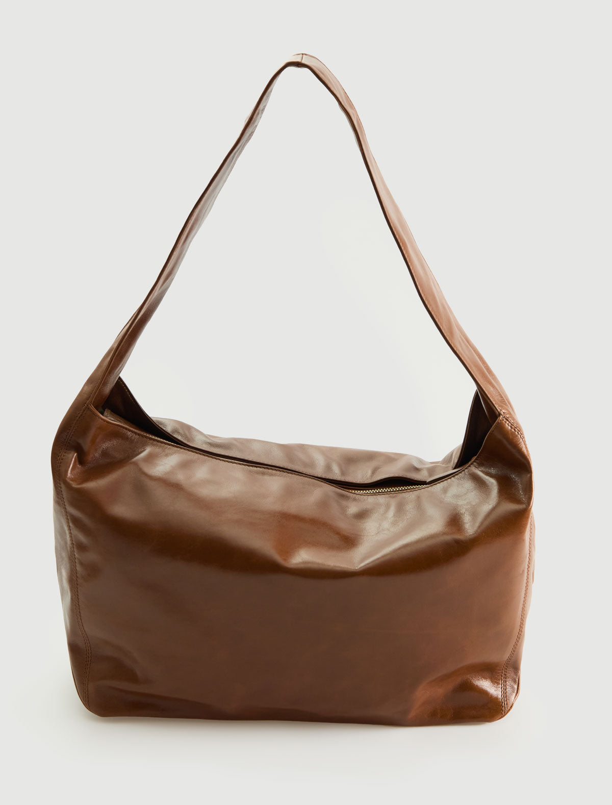 Lisa large leather bag wide handle brown