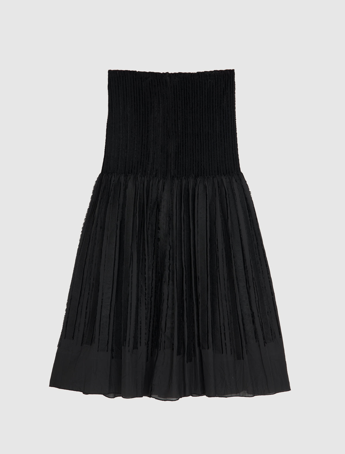 Long lupe long flared skirt fitted upper section volume bottom