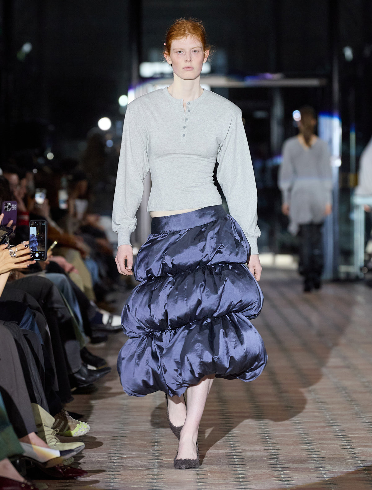Rupit silk four tier gathered skirt volume