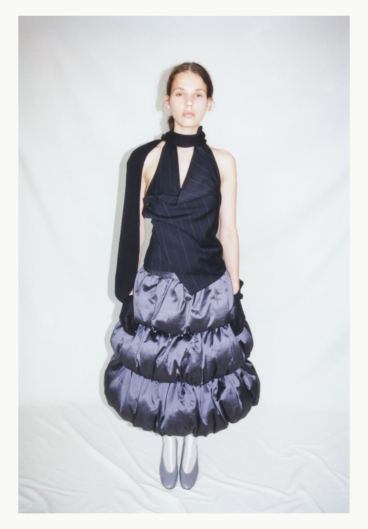 Rupit silk four tier gathered skirt volume