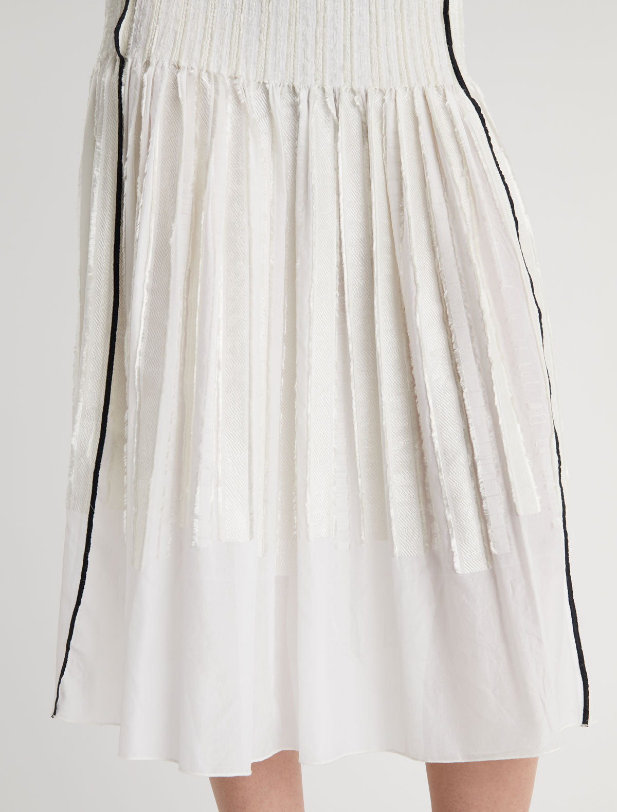 Lupe midi flared skirt fitted upper section volume bottom white