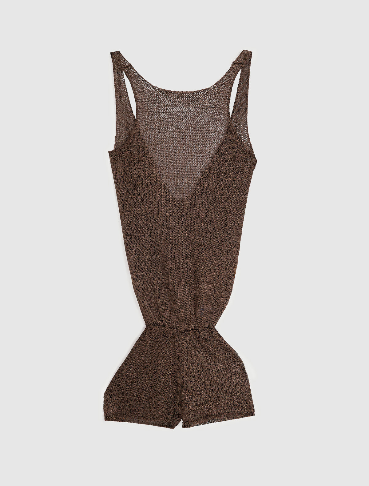 Lupo short knitted jumpsuit draped back brown