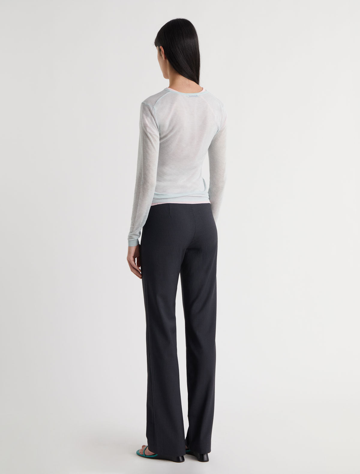 Malek striped suit pants back detail