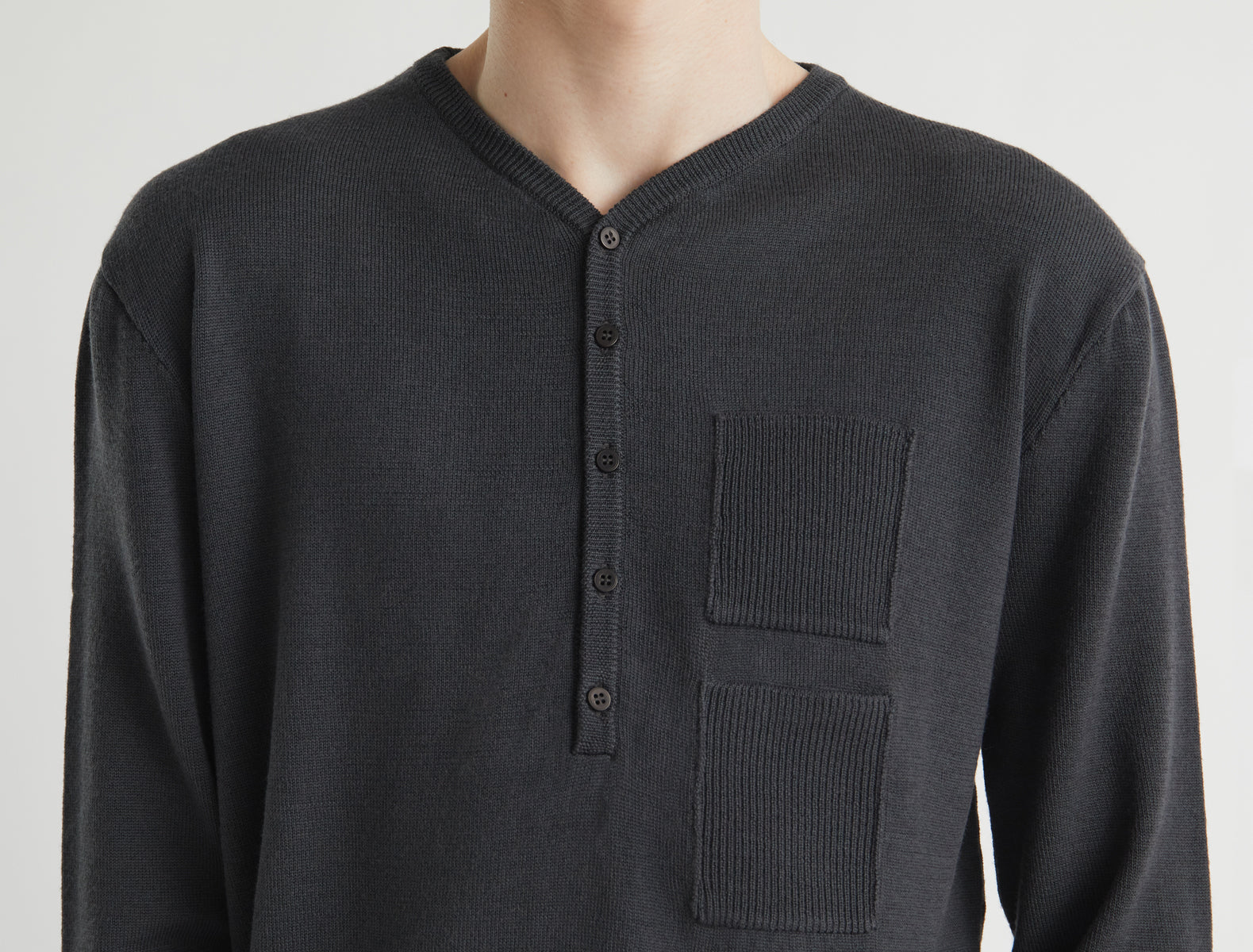 Mario v neck wool sweater front placket pocket detailing 2