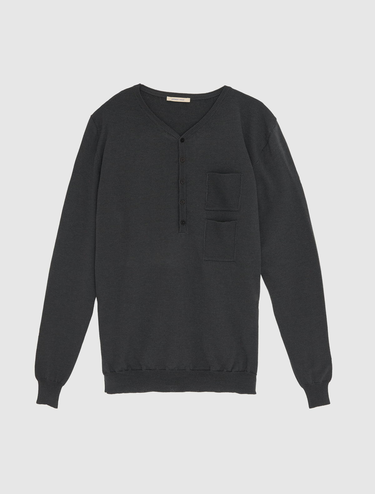 Mario v neck wool sweater front placket pocket detailing 2