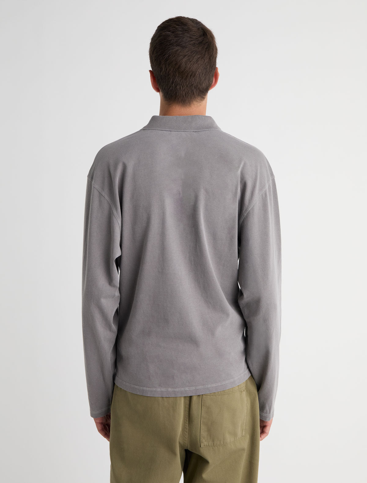 Mori long sleeve polo worn effect