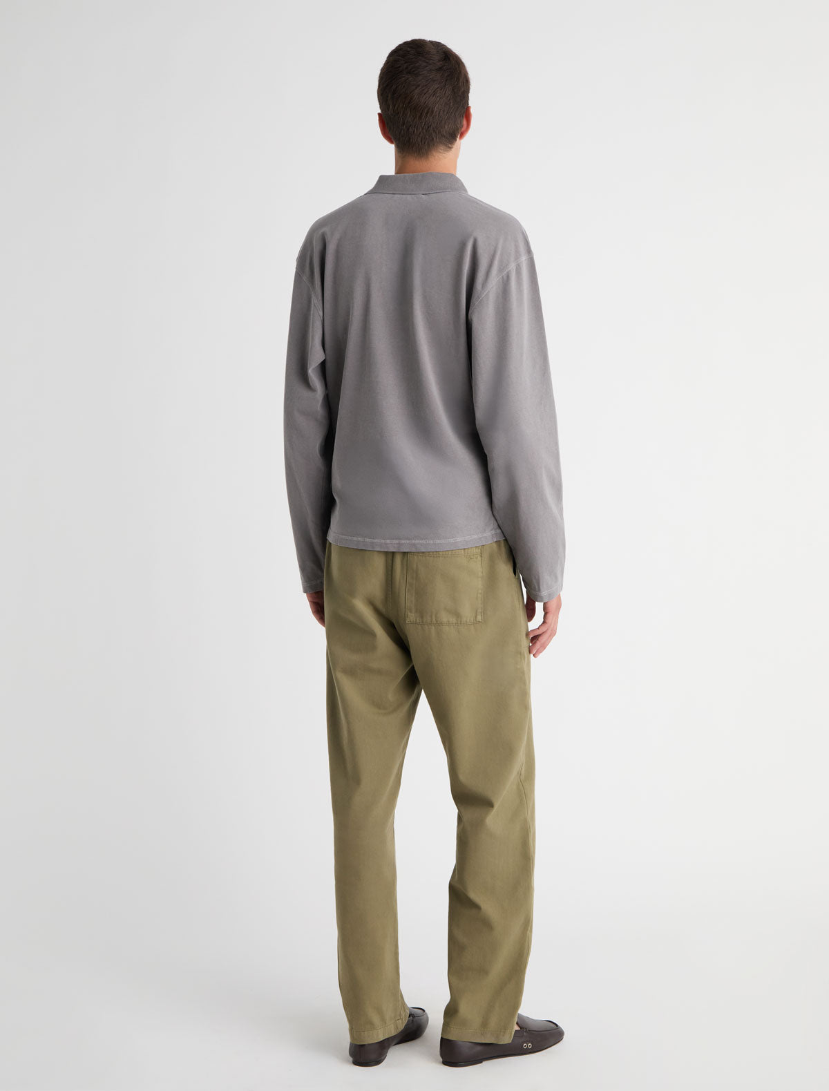 Mori long sleeve polo worn effect