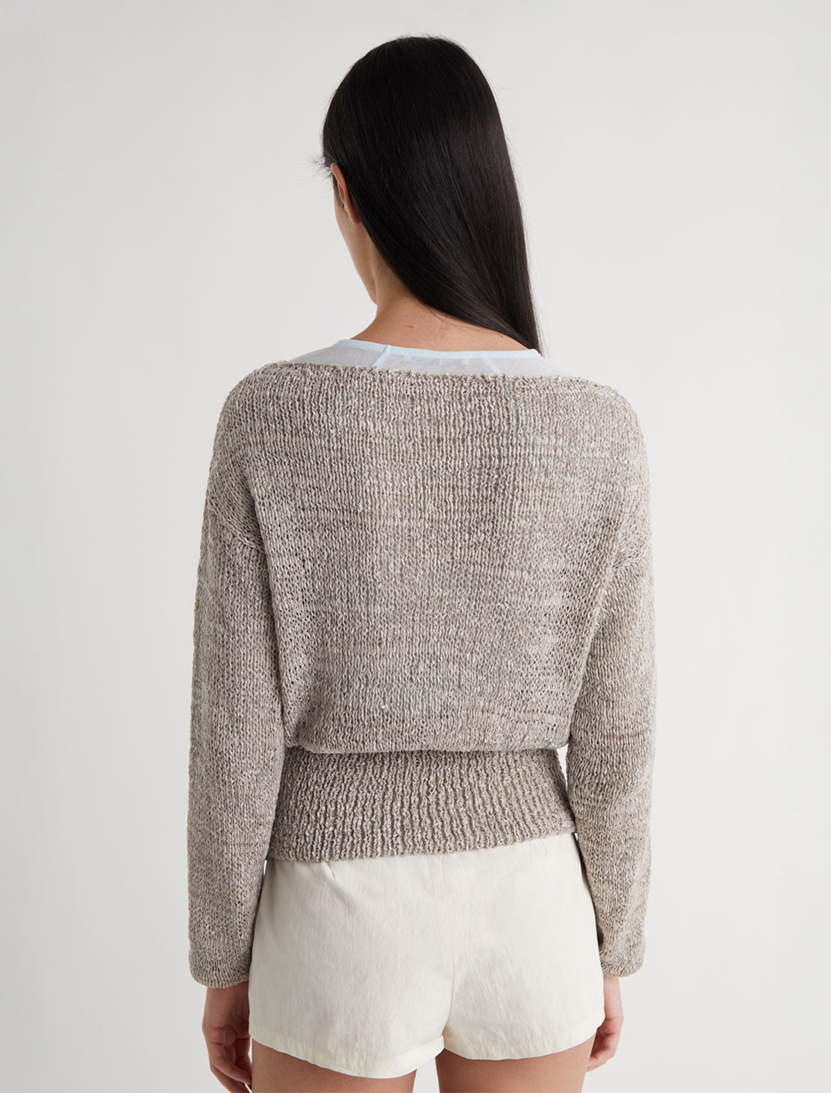 Mosto long sleeve cord style knit sweater grey