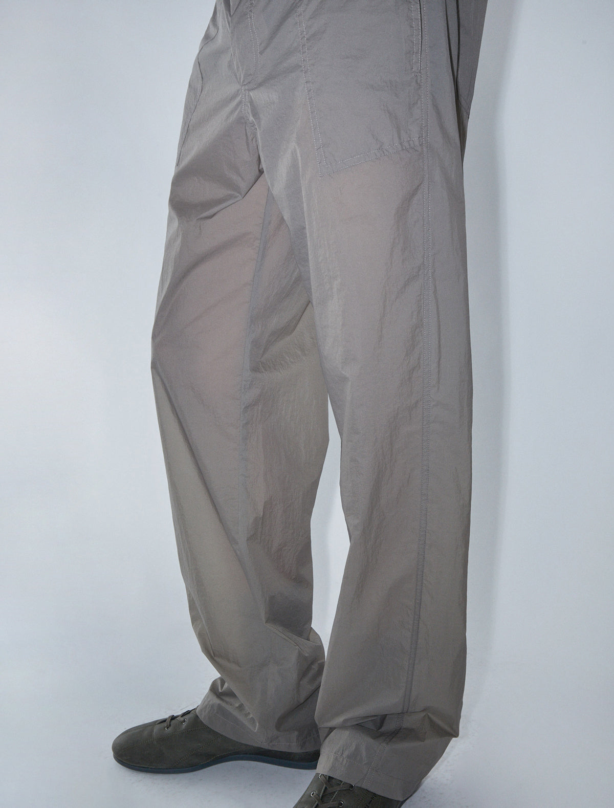 Orlando nylon trousers side patch pockets khaki