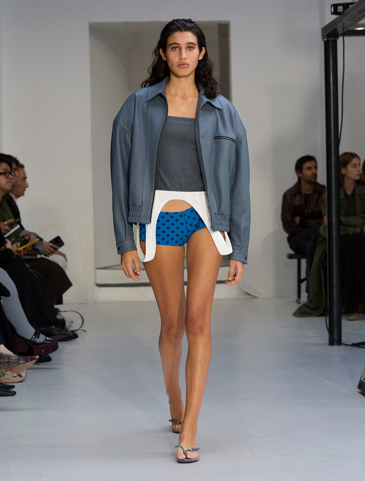 Lora oversized soft leather bomber blue