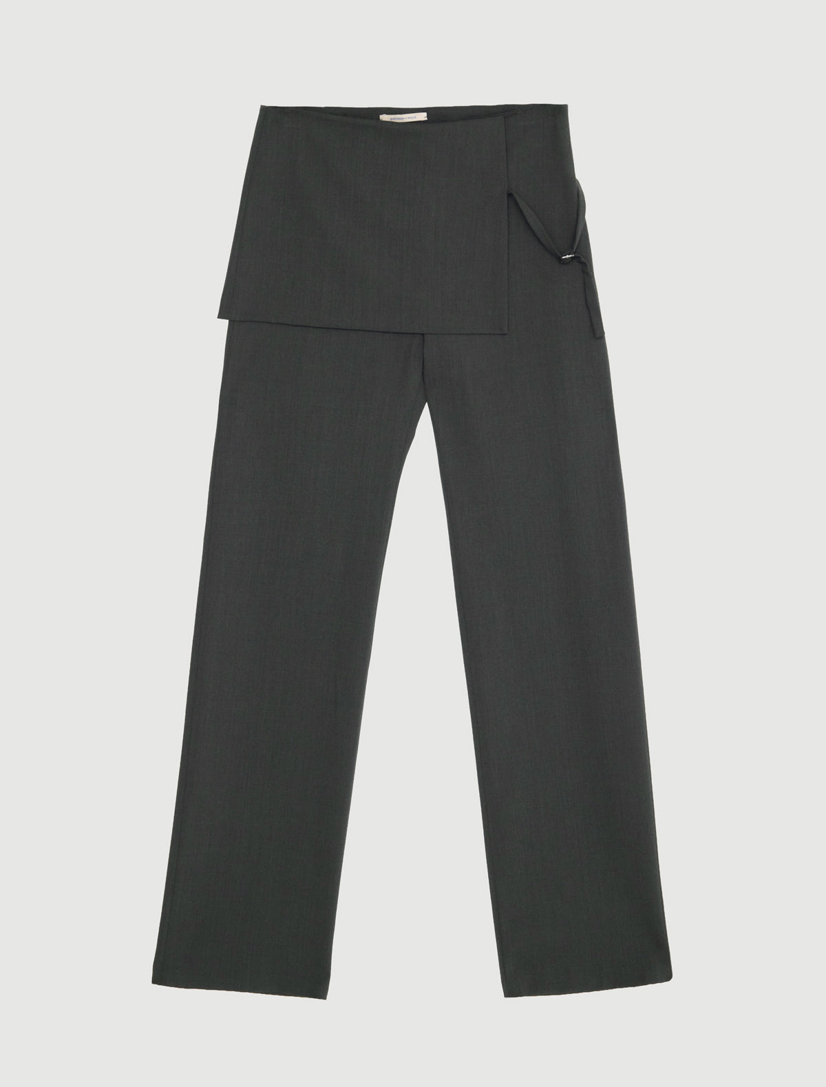 Archive straight leg pants attached mini hip skirt overlay darkgreen