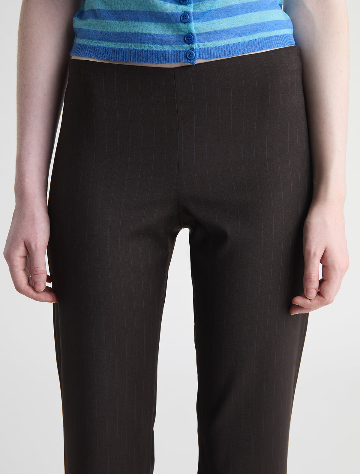 Malek straight leg suit pants black tape detail back brown