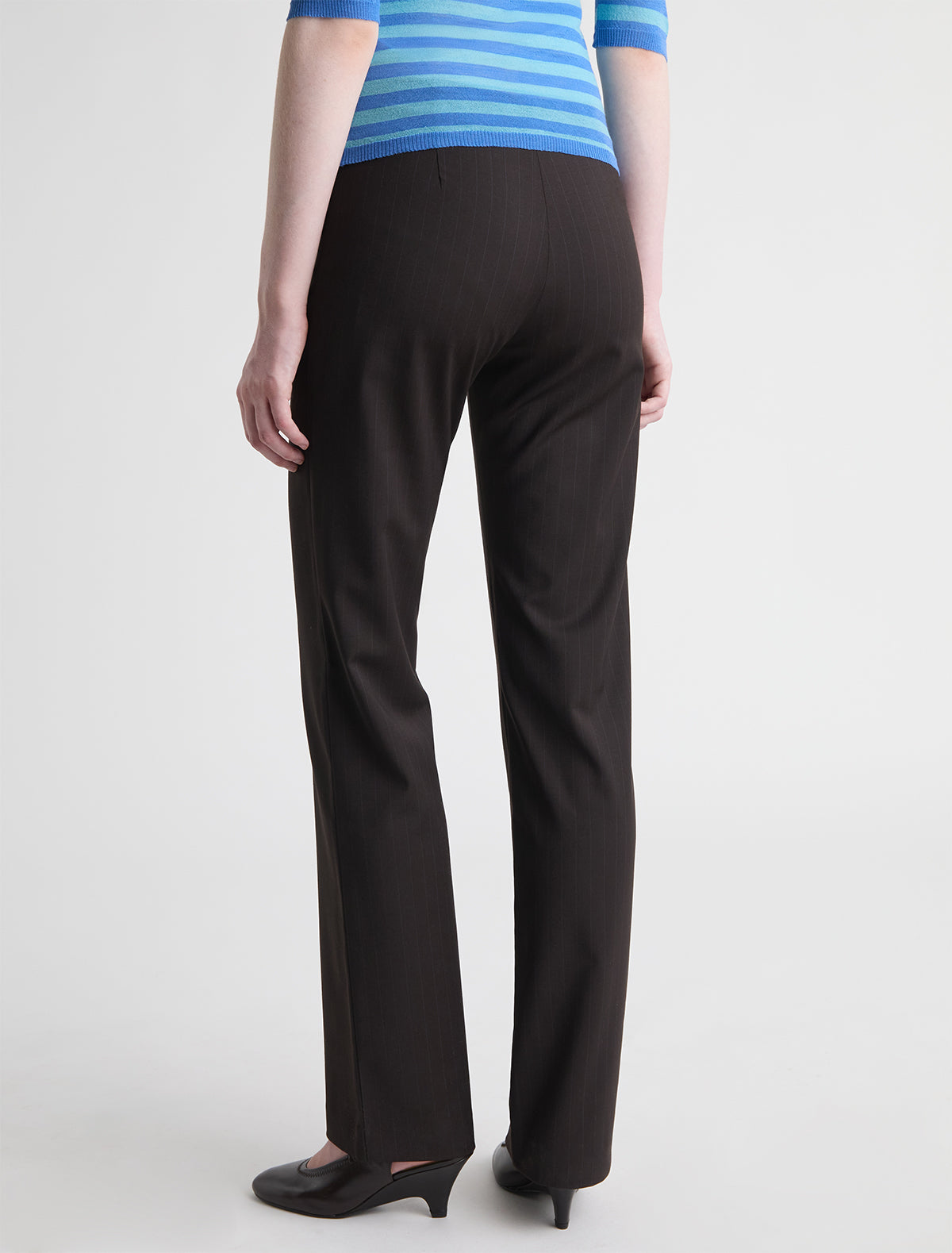 Malek straight leg suit pants black tape detail back brown