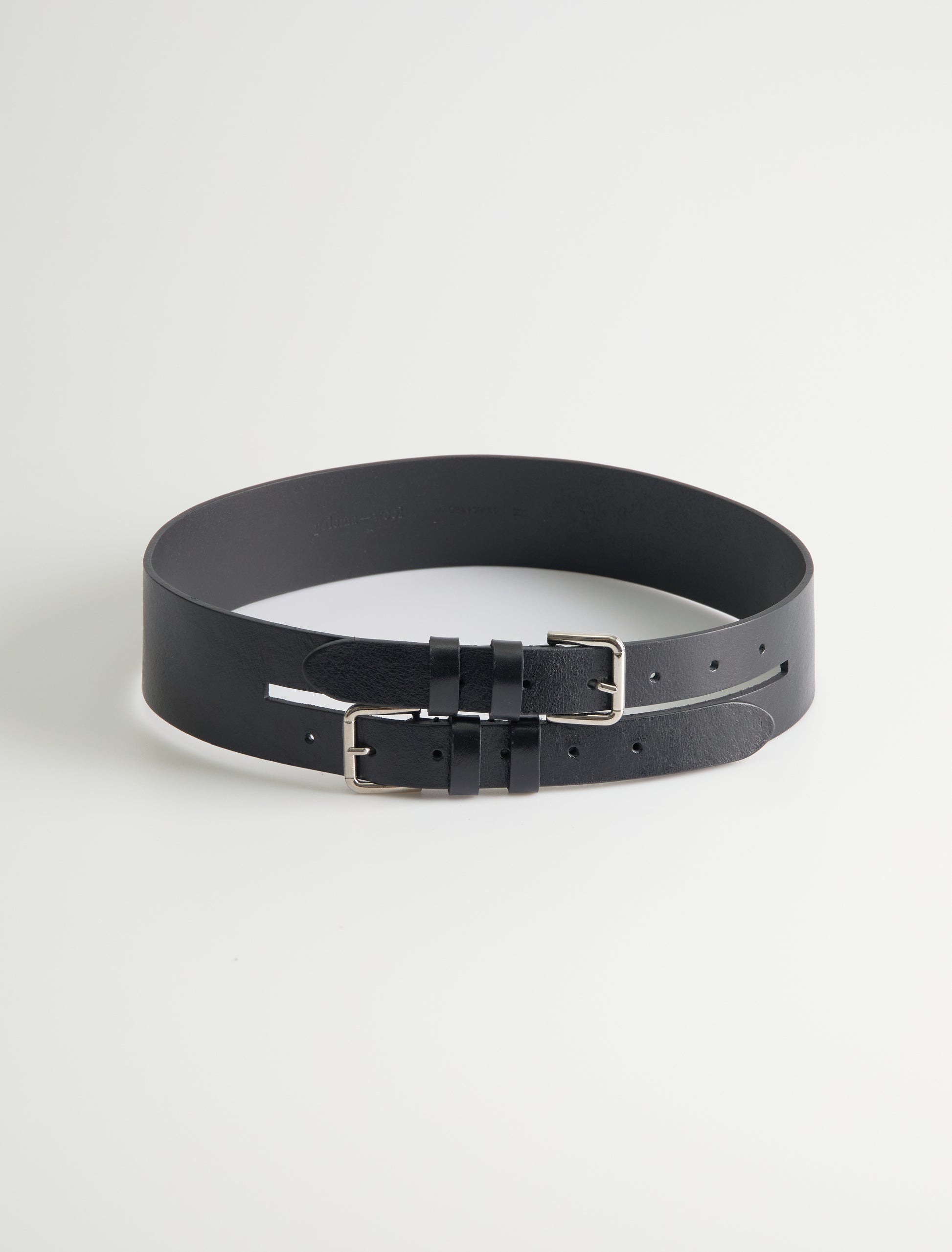 Penelope ii leather belt double buckle system black