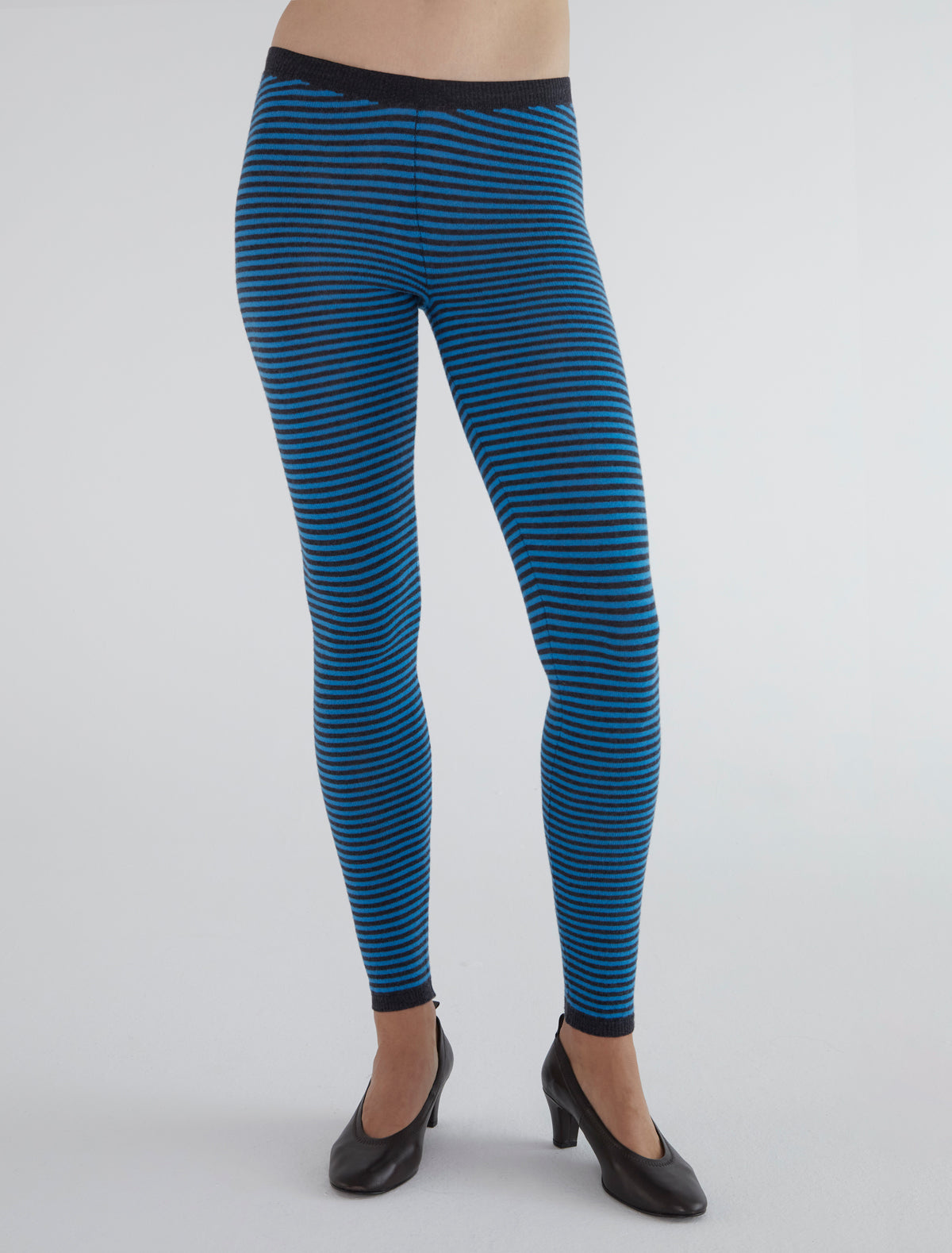 Porta tricot striped wool leggings blue