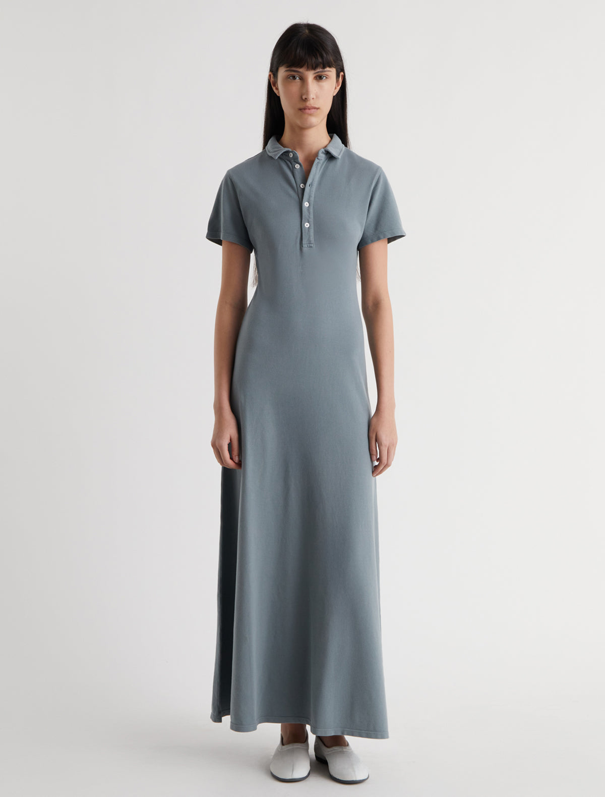 Pw polo short sleeve long dress pique polo fabric