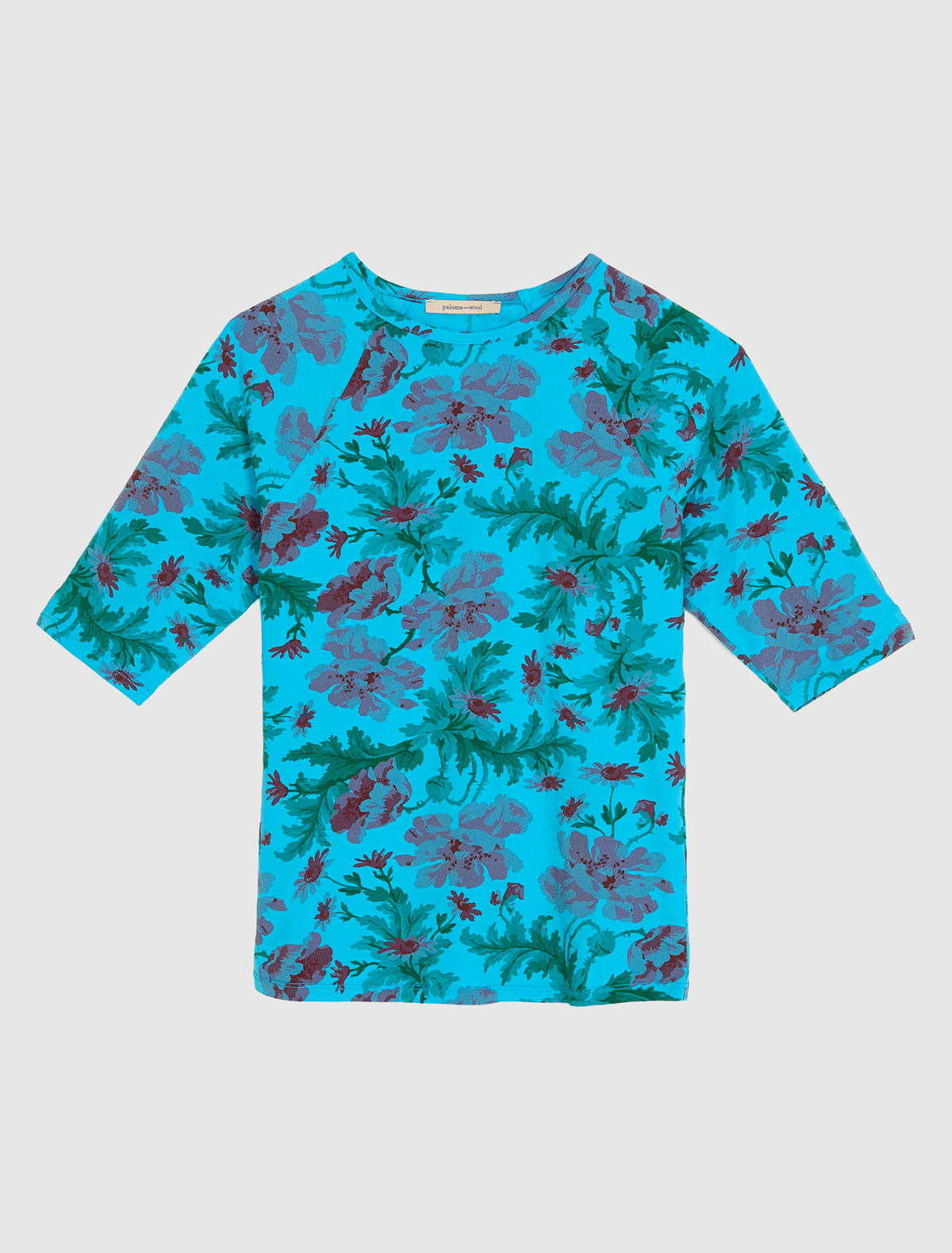 Blanca floral print raglan top elbow length sleeves