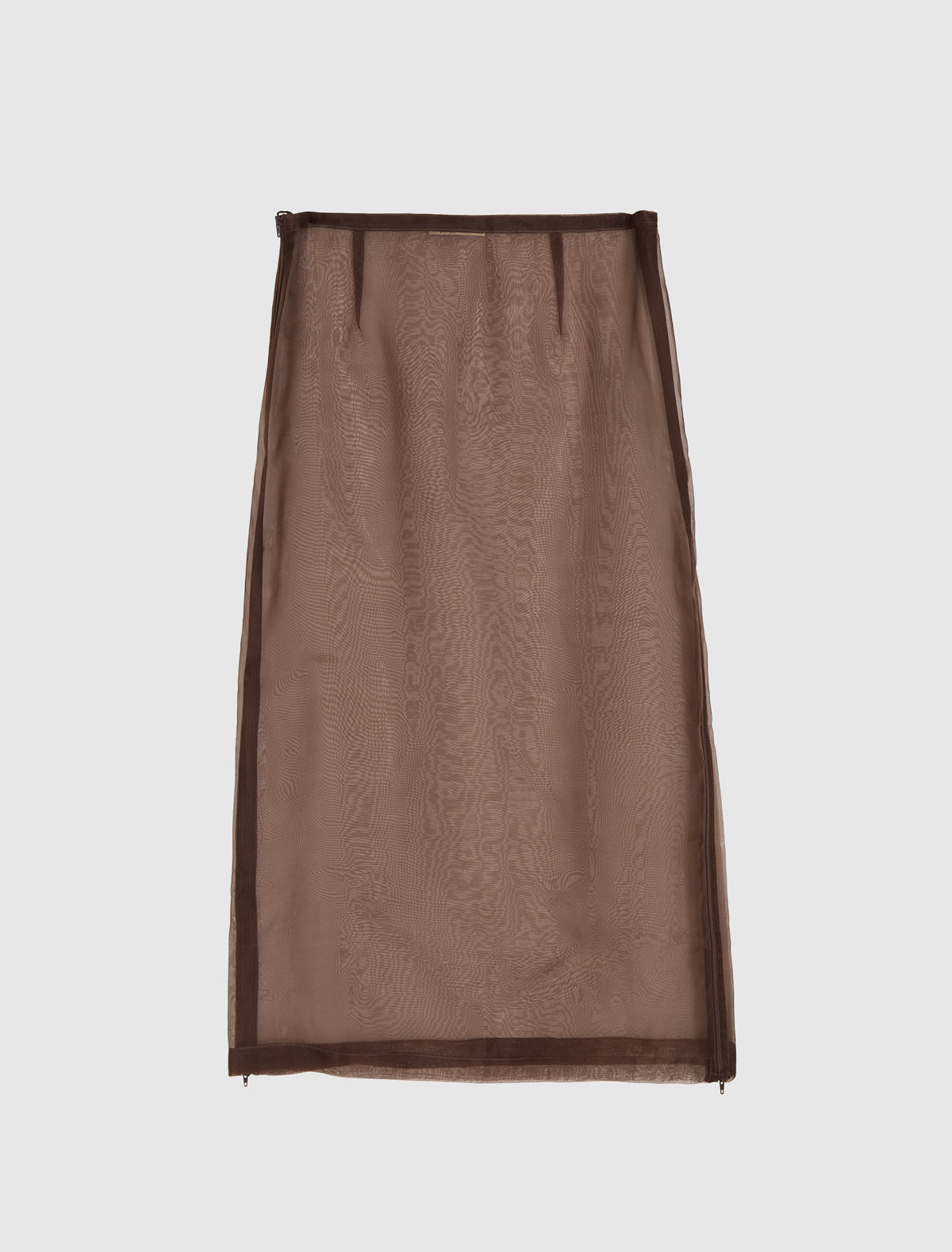 Long isola brown organza skirt double ended side zippers