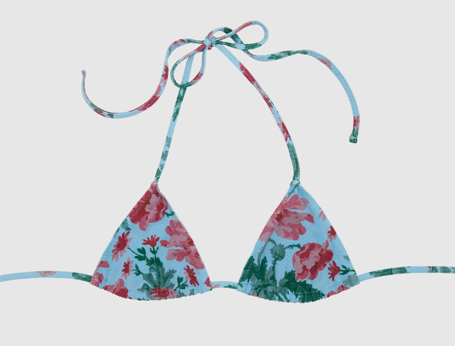 Dido top floral print cotton triangle bikini top adjustable ties