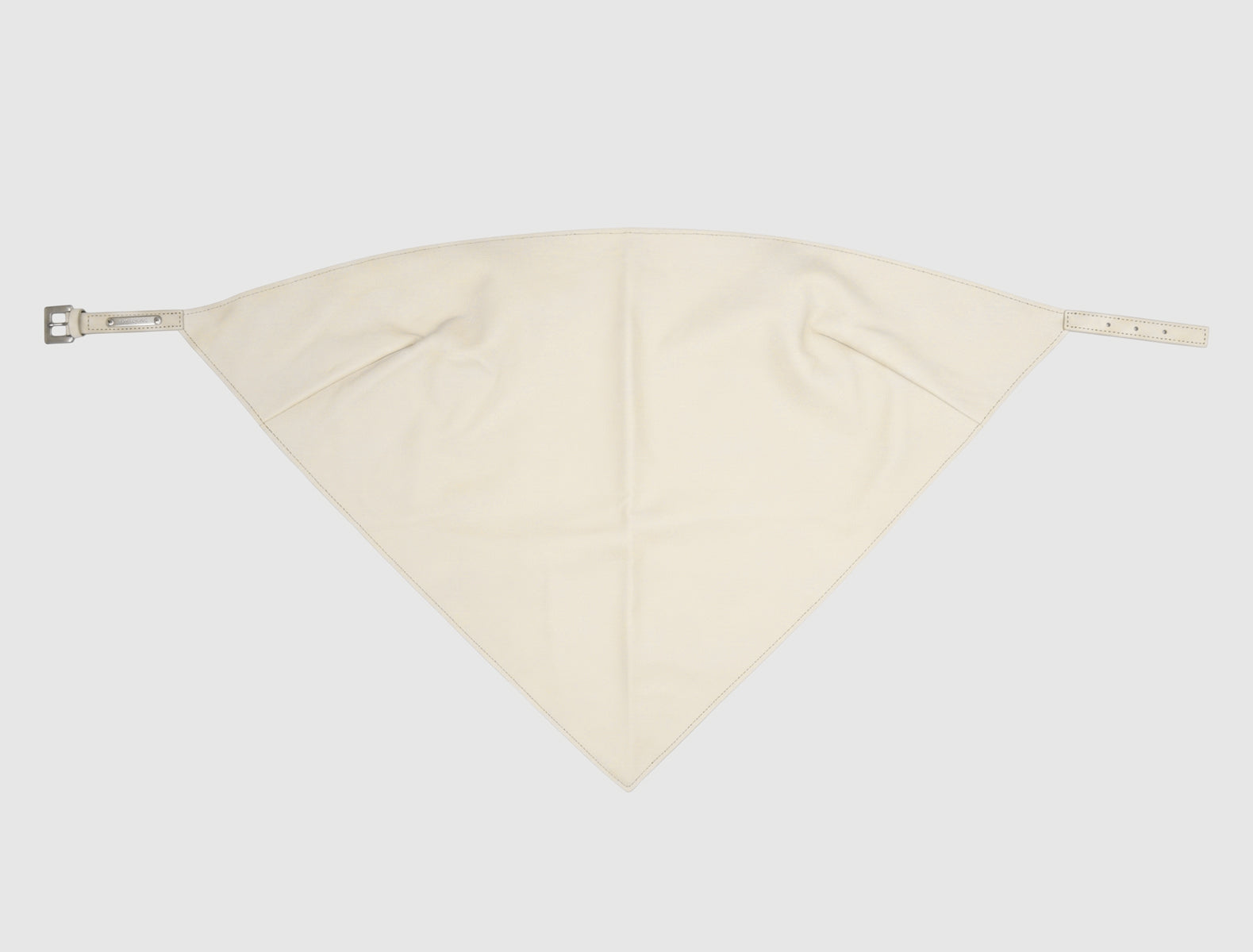 Alba top triangle shaped leather top scarf like silhouette metal buckle closure offwhite