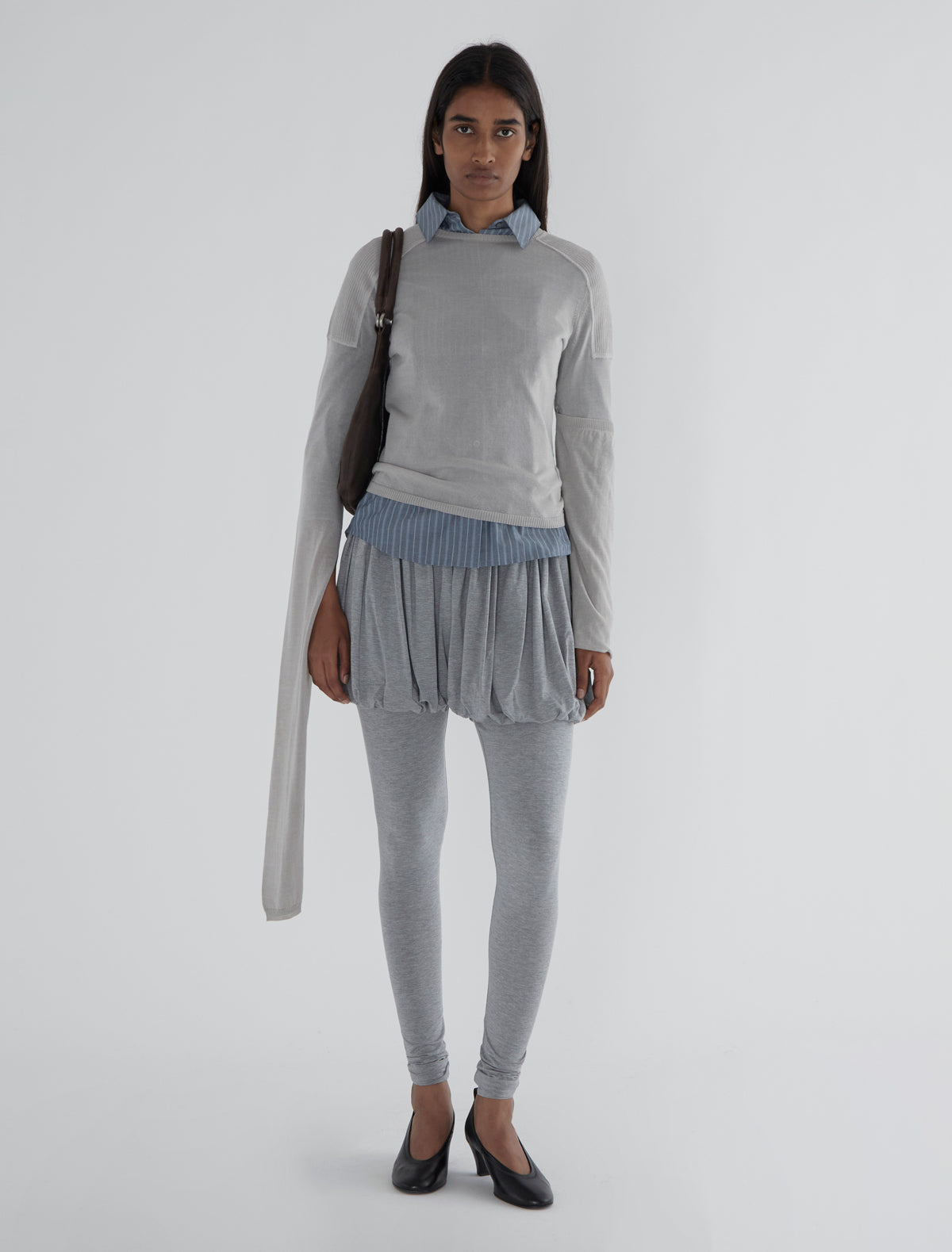 Caly fitted pants puffed effect grey