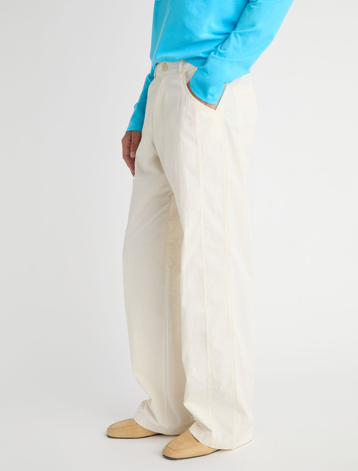 Reyn b nylon trousers jean style detailing
