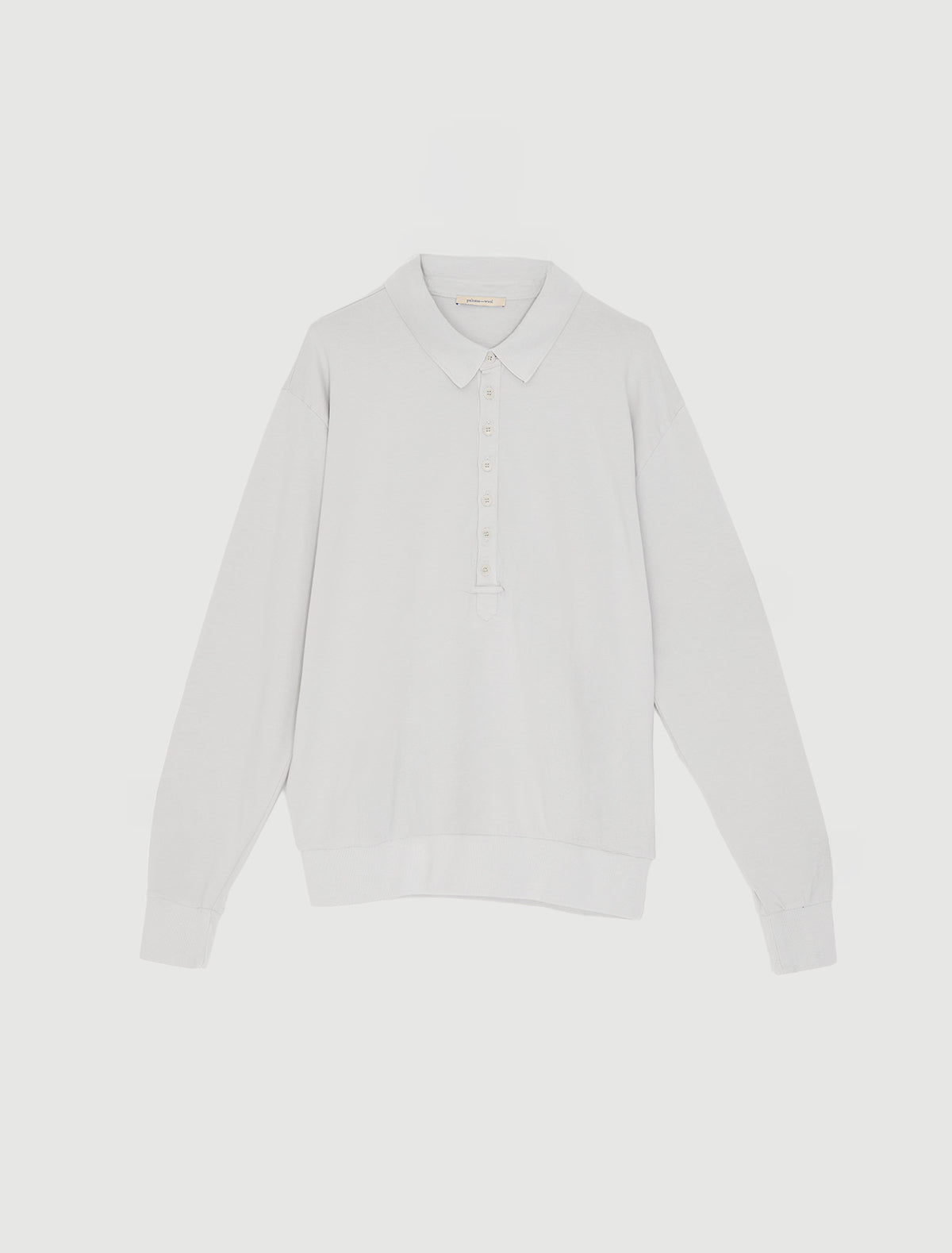 Romi long sleeve polo shirt extended placket ribbed cuffs hem