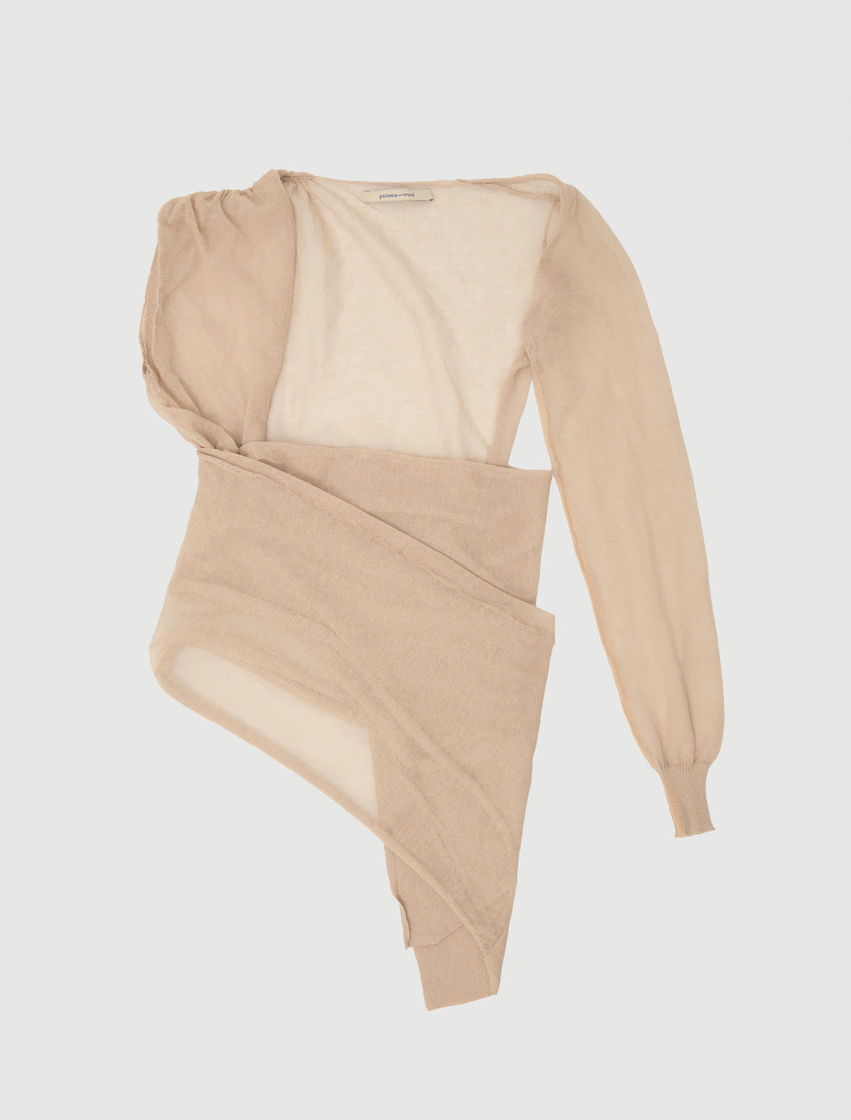 Samira wrap style knit top asymmetric design beige