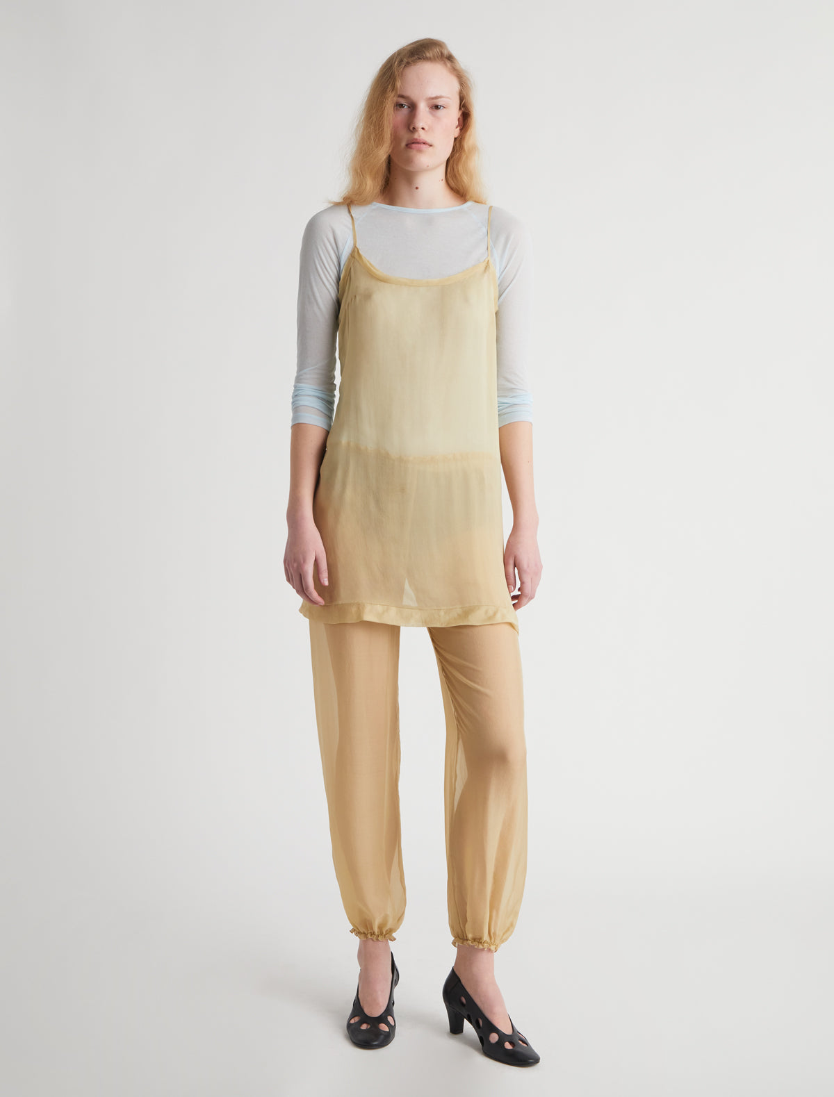Short enos short silk slip dress ruffle detail