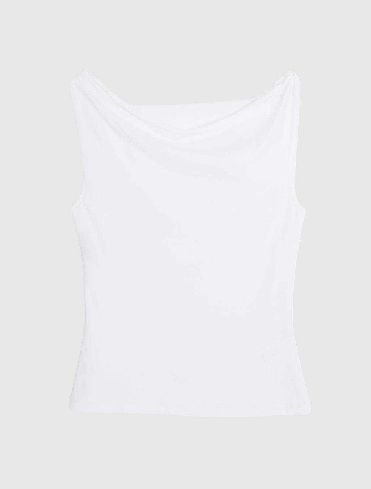 Simp sleeveless top twisted shoulder details white
